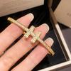 H-Shaped Diamond Shadow 18K Gold Plated Zirconia Hollow-Out Bracelet - Luxurious Hand Chain Jewelry