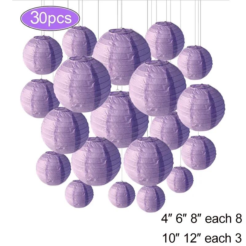 30Pcs Round Paper Lantern Wedding Decor Flowers Ball Lampion DIY Hanging Pompom Crafts Home Christmas Birthday Party Supplies