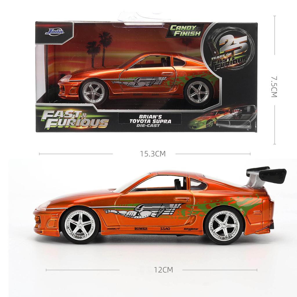 JADA Fast & Furious 25th Anniversary 1:32 Die-cast Collection–Mitsubishi Eclipse/Toyota Supra/1970 Dodge Charger/Honda S2000