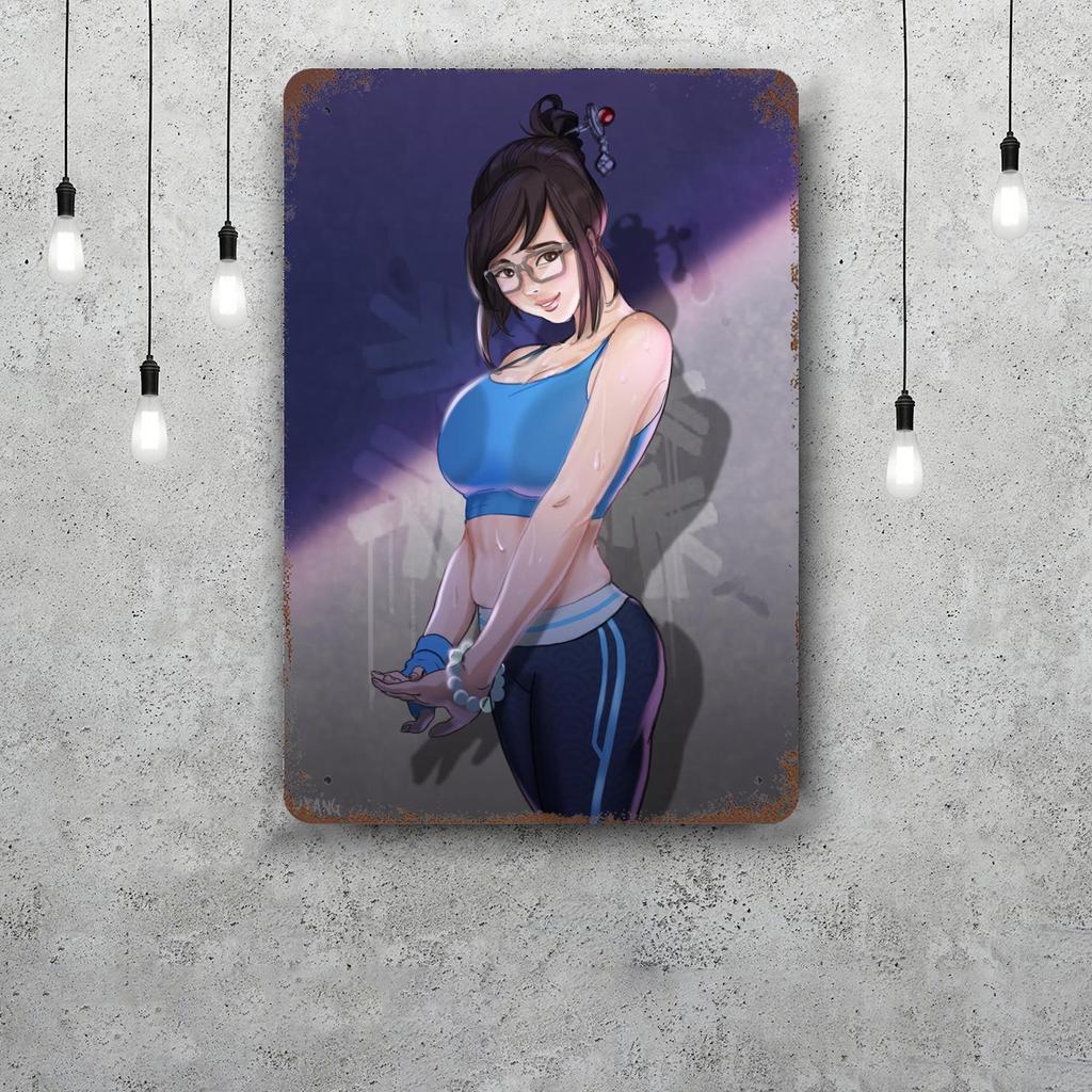 Mei Overwatch Vintage Metal Tin Signs Posters Decor Retro Metal Plaque Wall Art Decor for Garage Bar
