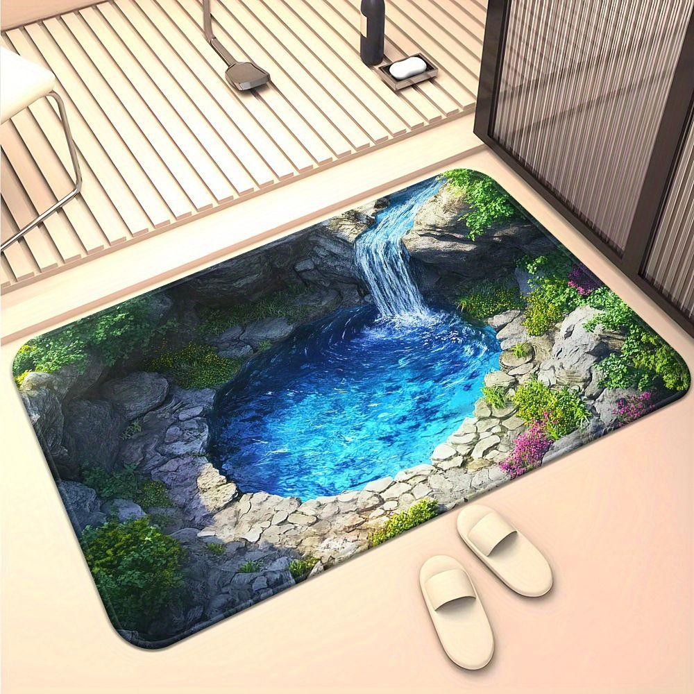 American 3D visual entryway wear-resistant door mat for home bathroom, anti slip and absorbent, easy to maintain floor mat