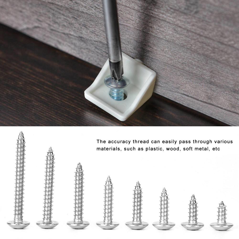 200pcs Self Tapping Screw Cross M3.5 304 Stainless Steel Cross Flat  Head Combination Set