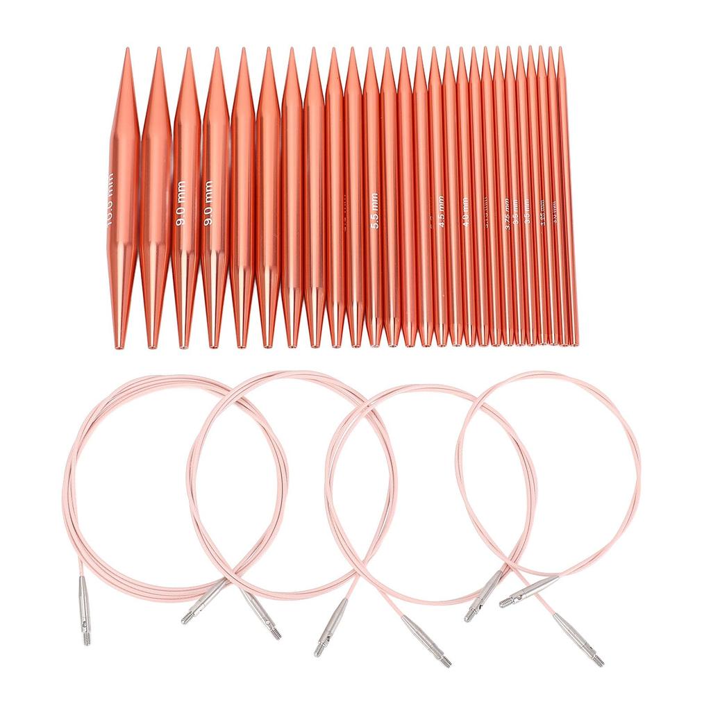 Headerbs Interchangeable Circular Knitting Needle Set, 13 Sizes, Aluminum, with Storage Case for Knitting Projects