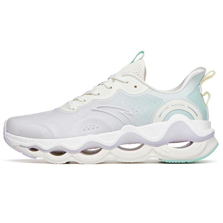 New Anta Cushioning Anti Slip Wear Resistant Breathability Low Top Running Shoes Women's Purple Green 122225586-1
