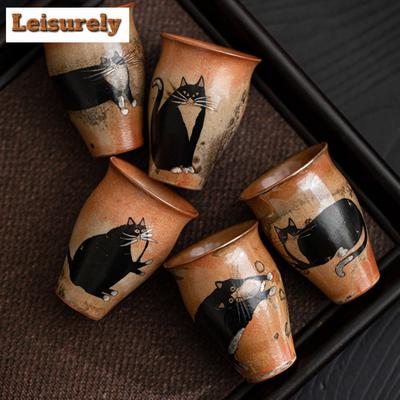 50ml Japanese Kiln Change Ceramic Teacup Zhiye Cat Smlling Fragrant Cup Small Master  Mug Wood-fired Porcelain Kung Fu Teaset