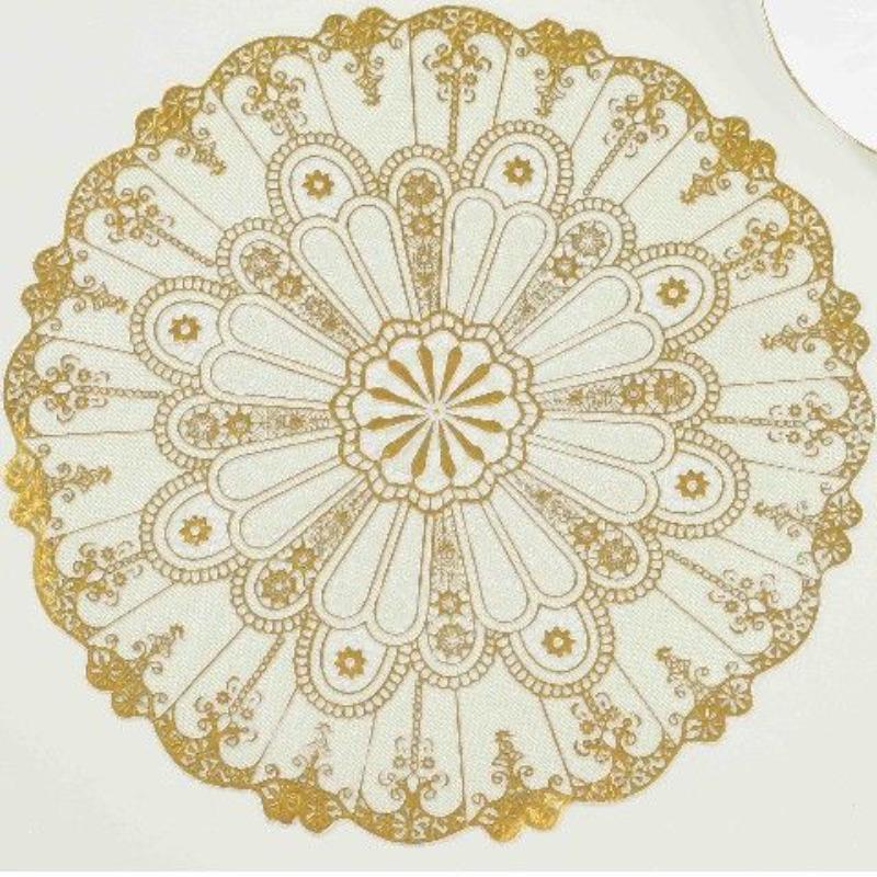 4PCS PVC Hot Stamping Cup Mat Household Bowl Mat Vase Mat Heat-insulating Fabric Dining Table Mat