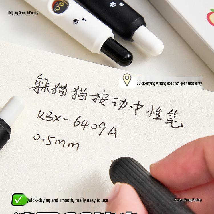 Adorable Cat Face-Changing Pen: Creative Q&A Wind-Up Head Pen, Perfect for Primary Students - Black Ink, Pack of 20