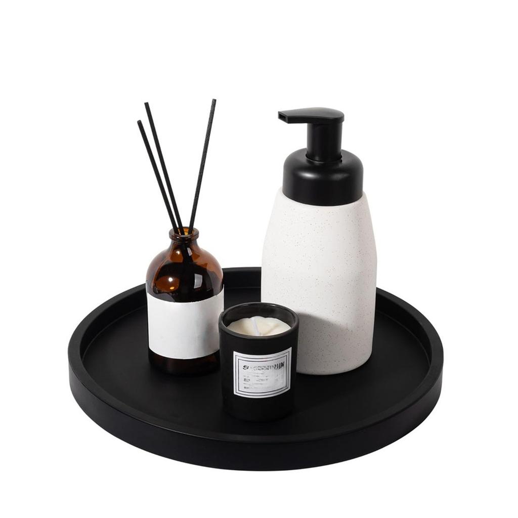 27x27x2cm Silicone Bathroom Tray Round Bathroom Vanity Tray Soap Dispenser Tray Countertop Storage Waterproof Anti-slip Trays