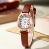 Women' Watches Oval Dial Quartz Wristwatch Leather Strap Student Watch