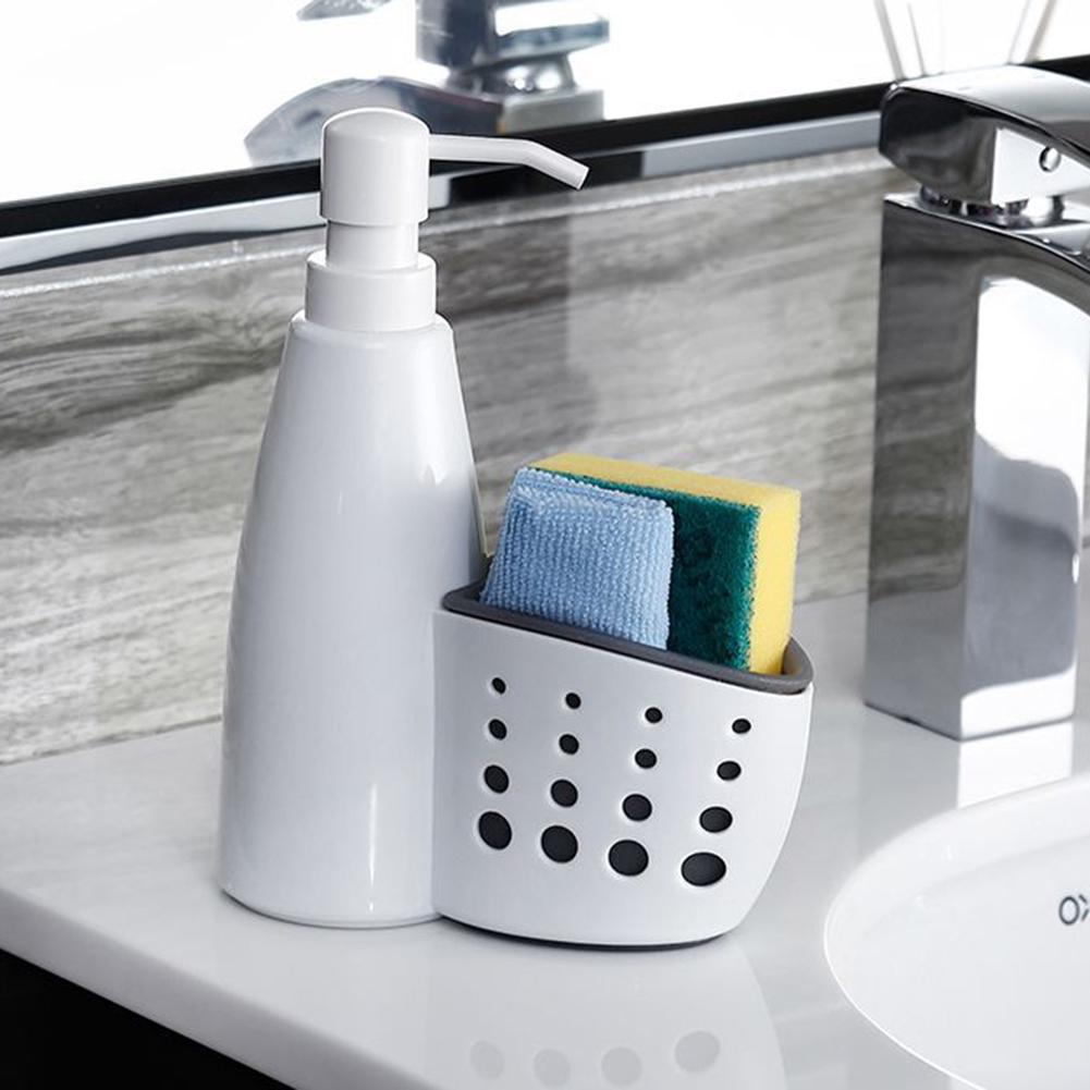 2 In 1 Soap Dispenser Pump with Sponge Caddy Organiser Holder for Kitchens