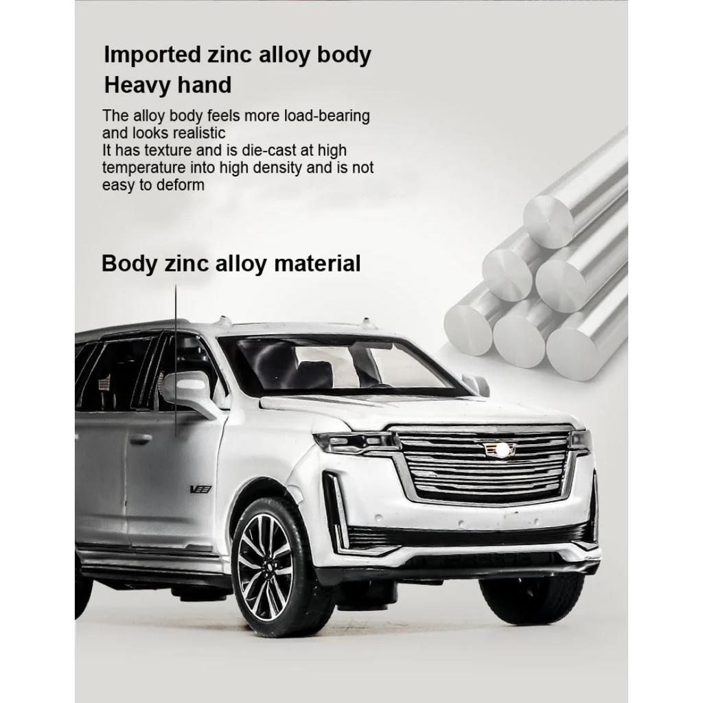 1/32 Model Samochodu ze Stopu Cadillac Escalade Wysoka Symulacja Odlewy Zabawka z Dźwiękiem i Światłem Pojazdy Pull Back Dekoracja Zabawki dla Dzieci