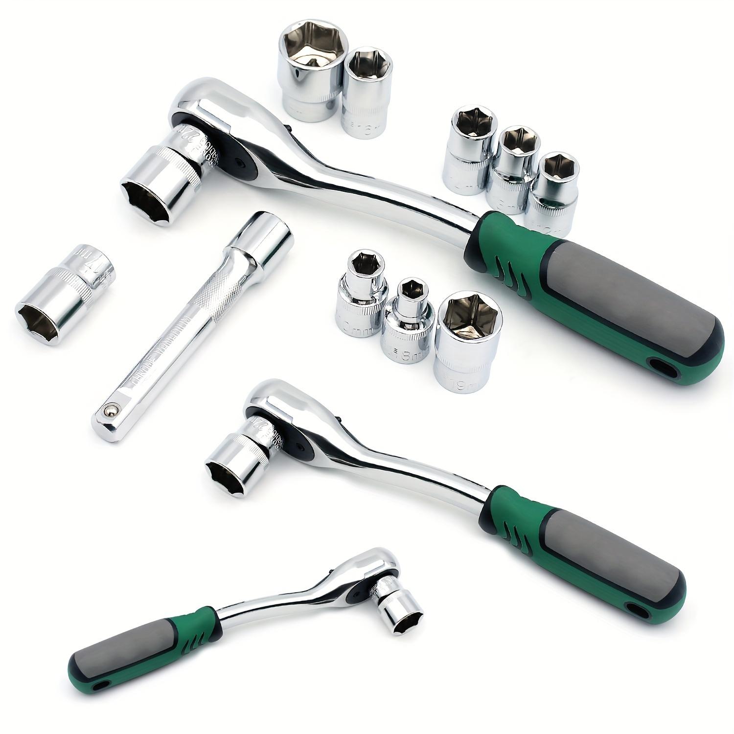 6 pcs Drive Ratchet Set,1/4 3/8 1/2  Ratchet Wrench 72 Teeth Socket Wrench, Quick-release Ratchet Wrench,Reversible,Metal Made