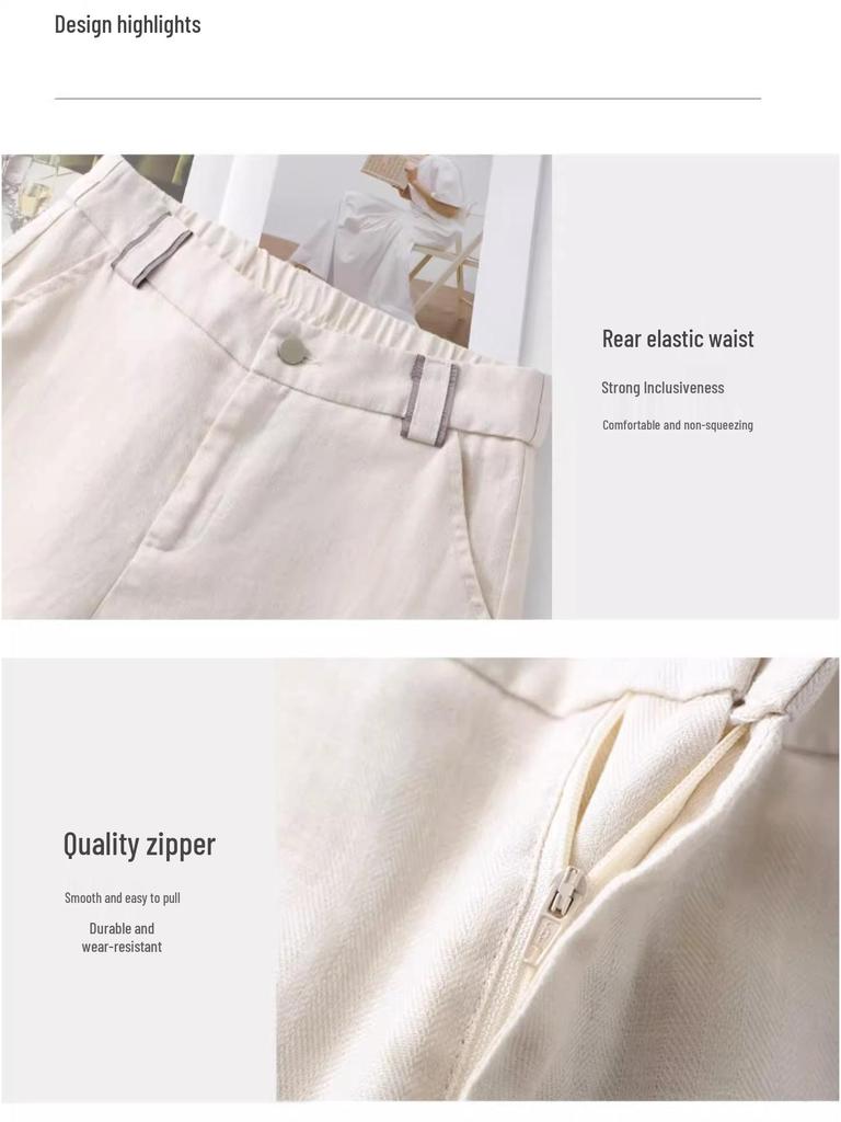 2025 Women's Summer Slimming Cotton Linen Wide-Leg Pants