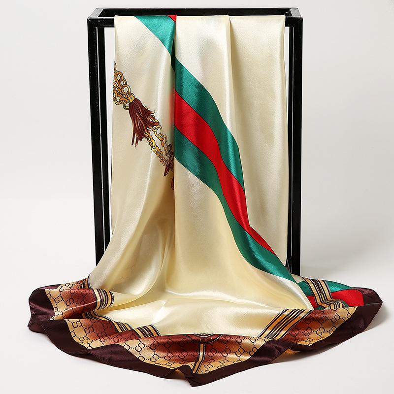 Chinese Style 90 * 90Cm Large Square Scarf Simulation Silk Scarf Scarf Shawl