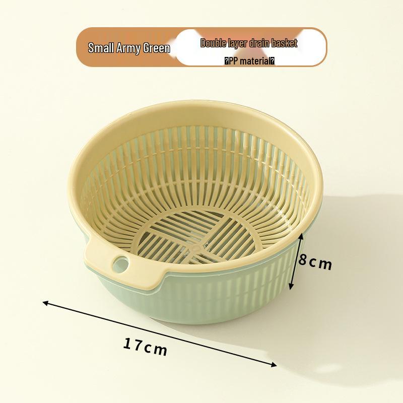 Dual-Layer Kitchen Storage Basket: Drainable, Multi-Purpose for Fruits & Vegetables