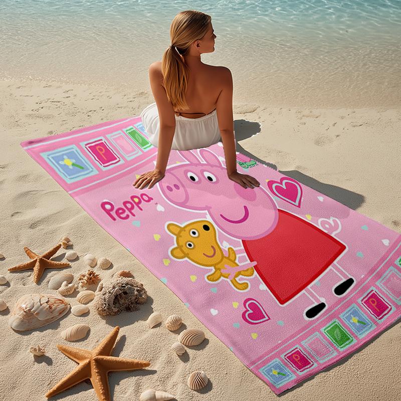 proof beach towel with a Peppa Pig pattern - soft,absorbent,quick-drying,machine washable - perfect for swimming,camping,bathing