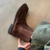 Sheepskin version~ Korean version of niche pig's trotters split-toed boots Chelsea boots Martin boots women's autumn and winter velvet versatile sh