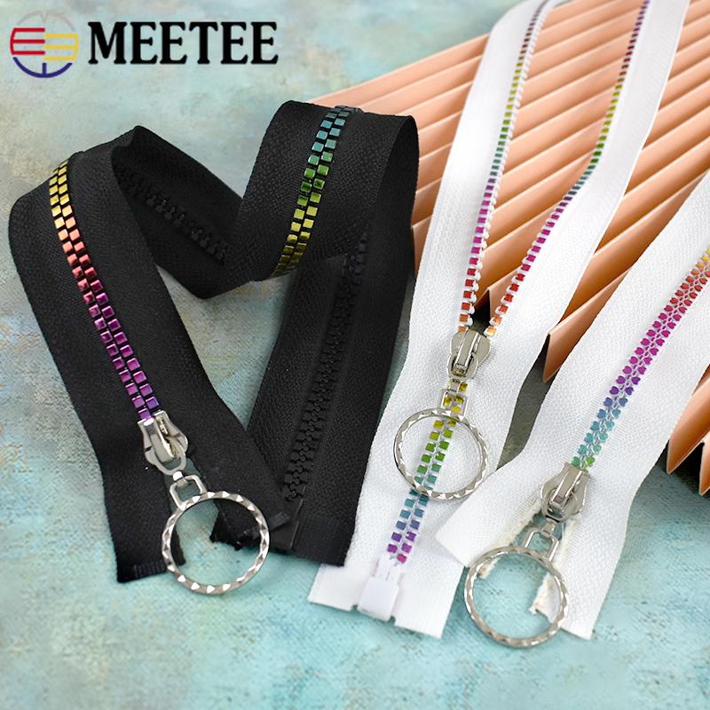 1/2Pcs 5# Resin Zip 15-80cm Open / Close End Auto Lock Zippers Rainbow Teeth Zipper Bag Coat Repair Kits Zips Sewing Accessories