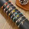 Rainbow Woven Love Heart Friendship Bracelet With Gold Cross Pendant For Women