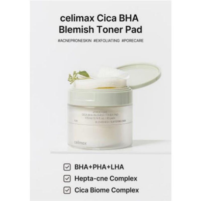CELIMAX Ji Woo Gae Cica BHA Płatki Tonizujące na Niedoskonałości (60 podkładek)