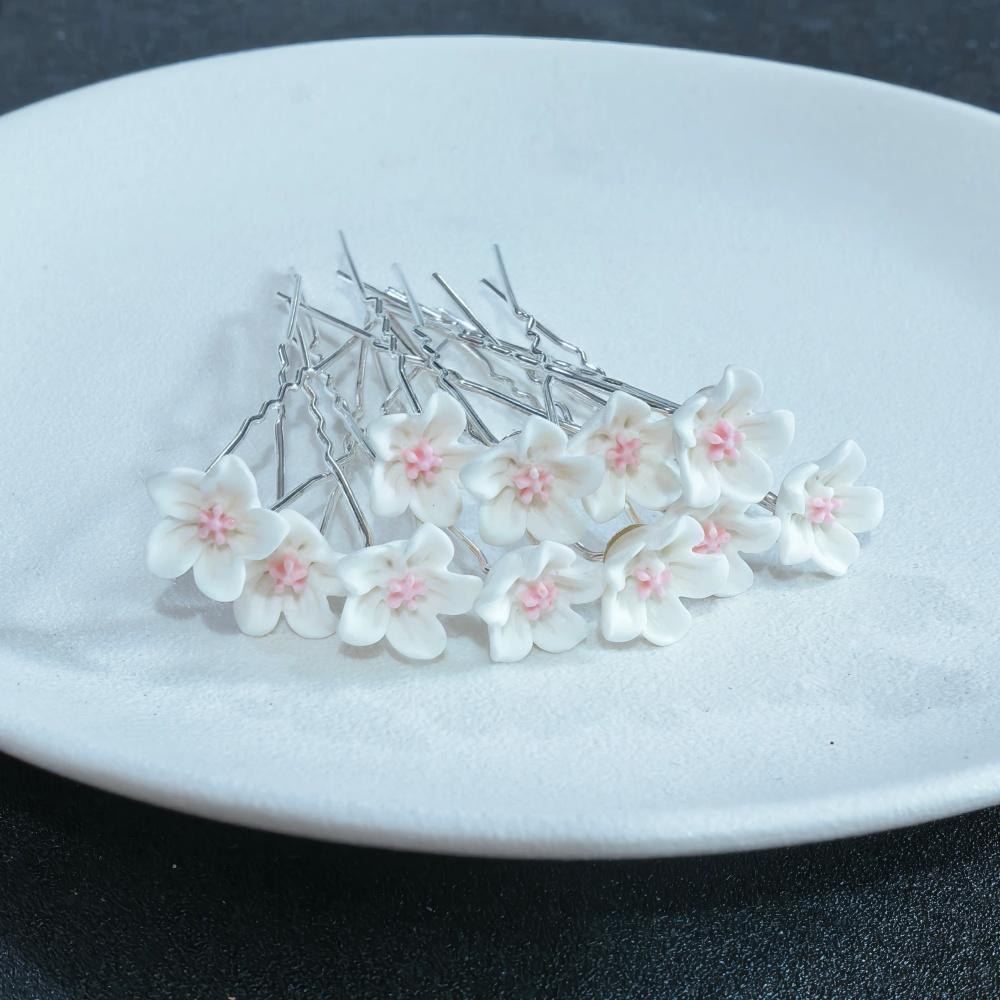 10pcs Rose Flower Bridal Hairpins Luxury Crystal Hair Clip Pins Wedding Bride Hair Styling Tools Women Prom Hair Accessories