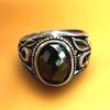 Used Engraved 925 Silver Ring Onyx Arabesque Arabesque Vintage Style Men's
