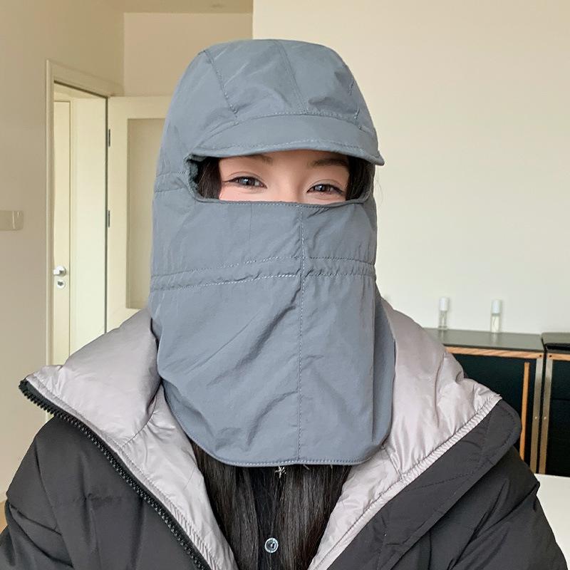 Hats that can wear helmets, men's and women's winter mountaineering, skiing, thermal pullover, face mask, neck protection, Lei Feng hat tide