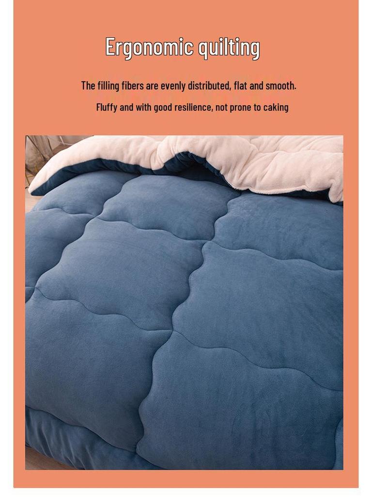 Winter Lammwoll-Samt-Steppdecke: Doppelseitige Fleecedecke - Warme Baumwolle, Doppelgröße, Ideales Geschenk