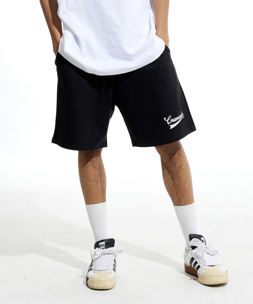 CREAM SODA LAB Lab Authentic Logo Training Shorts Black White