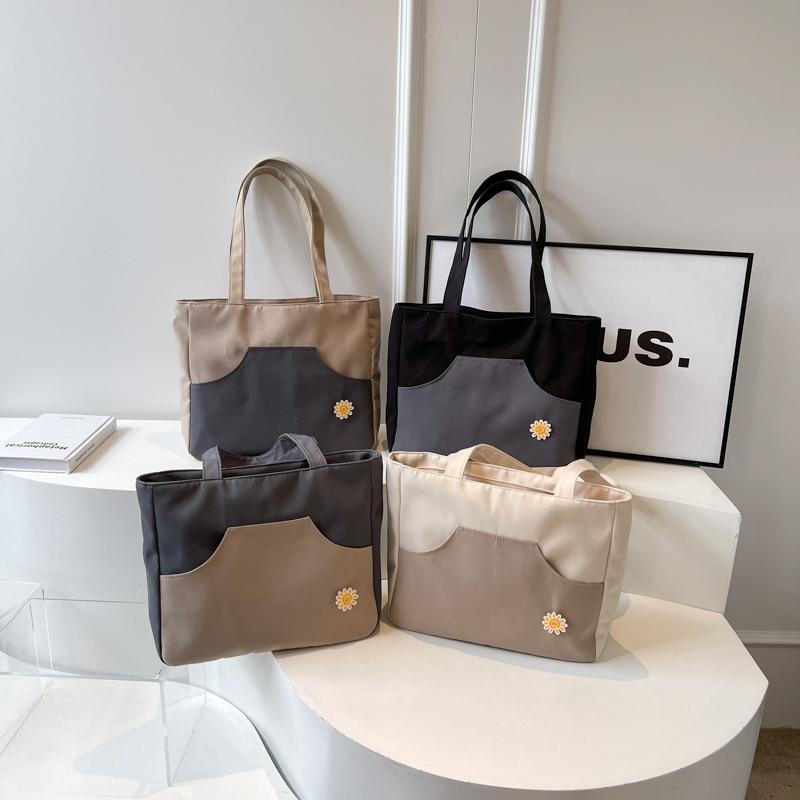 Kontrastowa torba damska duża pojemność torba tote lekka studencka torba na ramię do klasy