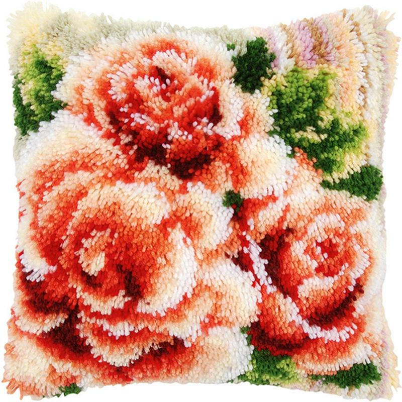 Flowers/Plant Series Latch Hook Rug Kits Pillows Smyrna Package Carpet Embroidery Latch Hook Kit Cross Stitch Pillow Knooppakket