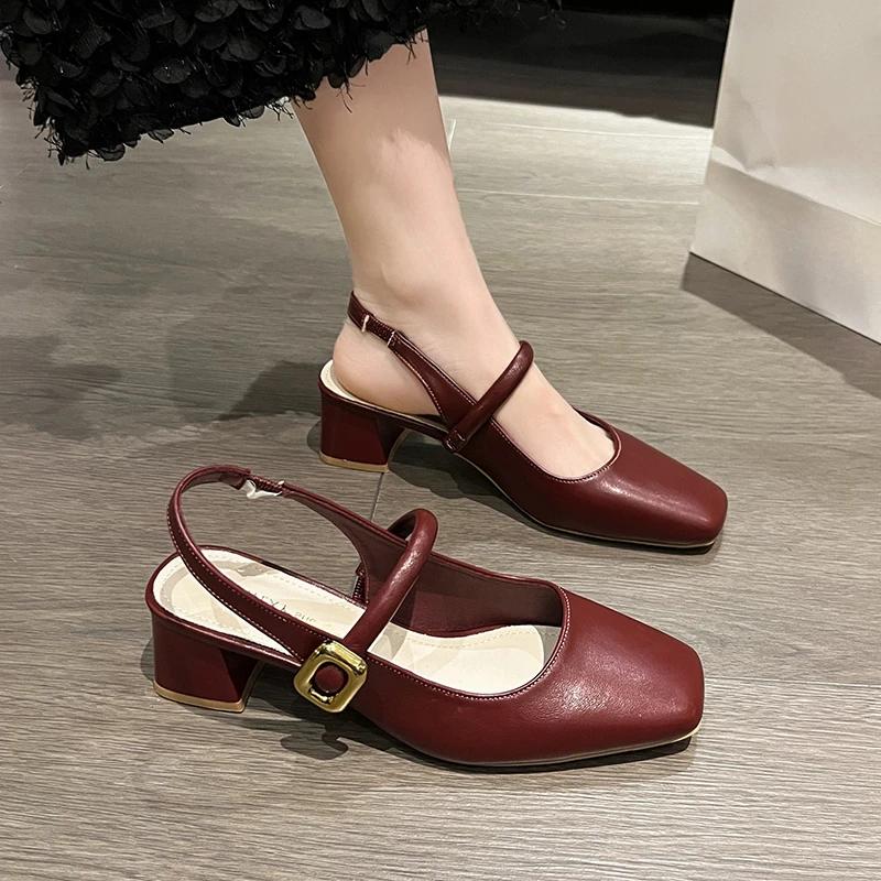 

Летние повседневные модные женские сандалии с квадратным носком на толстом каблуке, новые сексуальные элегантные банкетные удобные туфли на высоком каблуке без каблука:5001 34