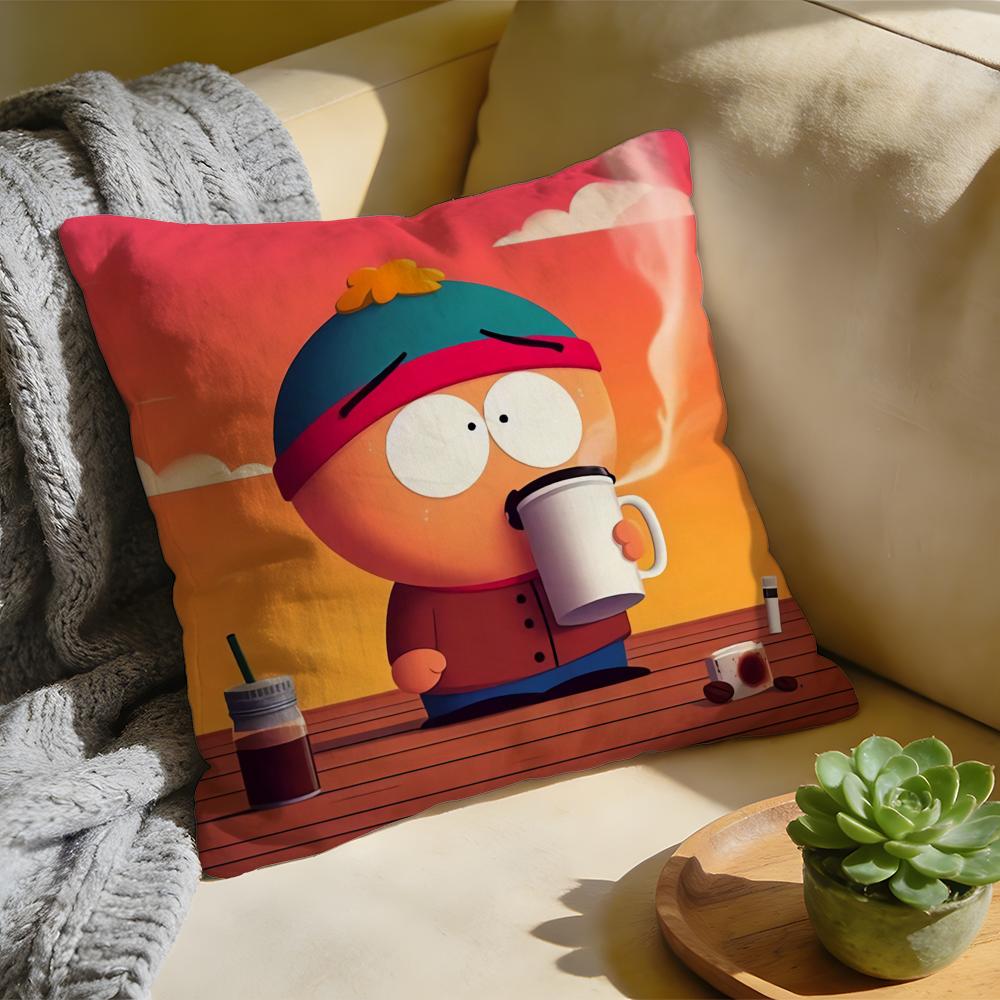 Cartoon SSouth PPark Cushion Cover Washed Linen Soft Breathable Decorative Case For Sofa Home Pillow Cover