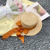Summer 7cm Wide Brim Beach Hats Women Girl Classic Round Flat Topped Straw Hat Ribbon Bow Elegant Lady Sun Cap Chapeau Sombreros