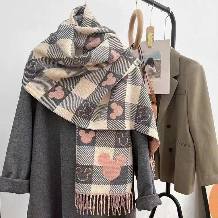 Autumn and Winter New Thickened Warm Circle Yarn Colored Imitation Cashmere Plaid Scarf Women's Tassel Versatile Shawl