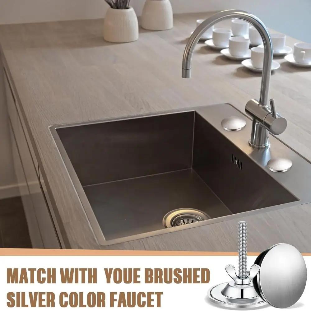 Sturdy & Reliable Black Silver Sink Hole Cover Stainless Steel M6 Faucet Hole Cover Sink Plug