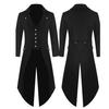 Men Solid Color Retro Gothic Button Tailcoat Tuxedo Party Halloween Costume