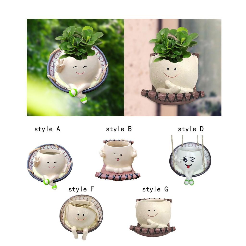 Hangende Pot Succulent Bloempot Bloempot Lachend Gezicht Schommelstoel Bloempot voor Buiten Balkon Vensterbank Tuin Kantoor