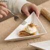 Farfurie ceramică triunghiulară albă pură, farfurie pentru desert, gustare, farfurie pentru sushi, restaurant, bucătărie moleculară, tacâmuri de specialitate