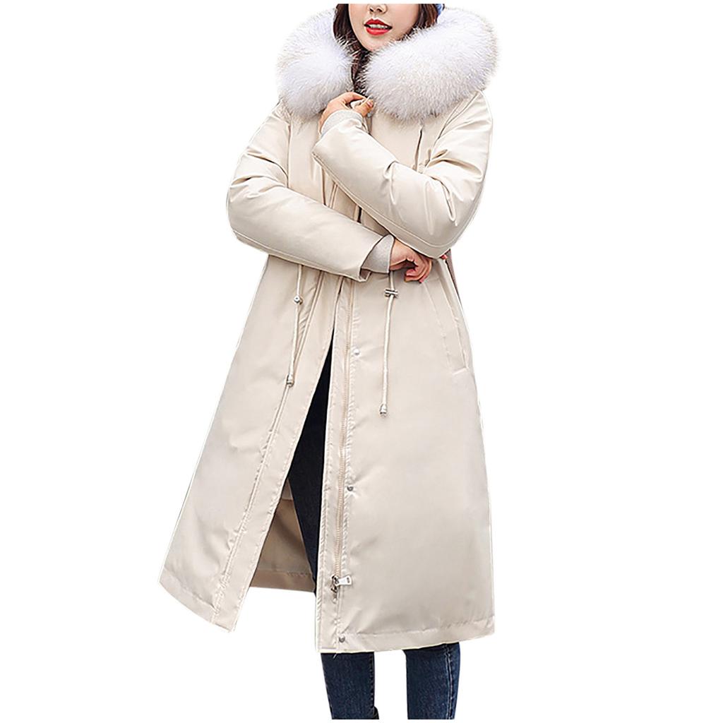 Women's Winter Long Thickening And Velvet Keeping Warm Casual Coat With Hat