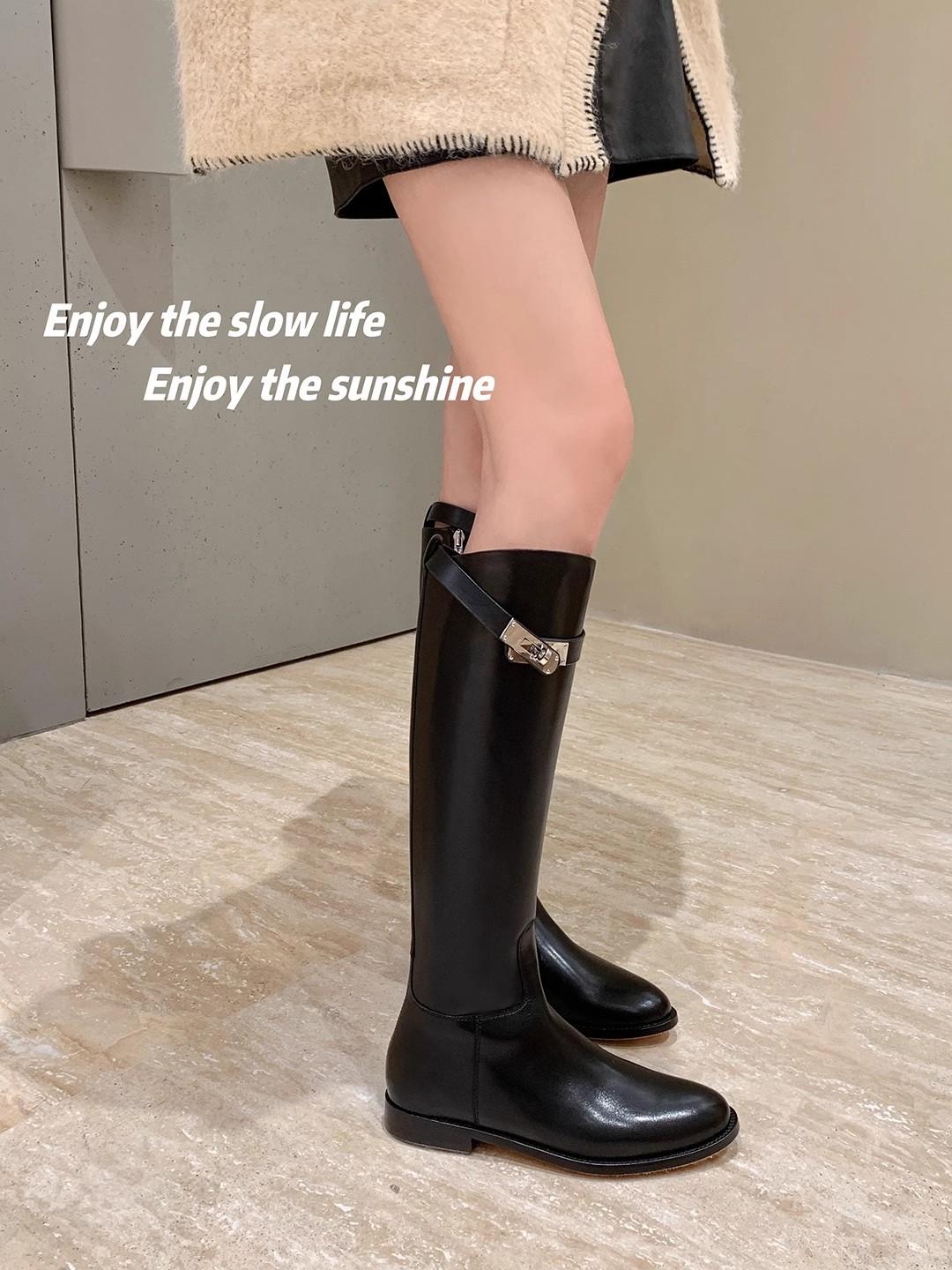 

Кожаные диагональные k * замок боковая молния толстый каблук высокие рыцарские сапоги осень и зима 37