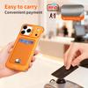 For iPhone 15 Pro Max Case Lens Frame Kickstand Metal Frameless Phone Cover with Leather Card Slots