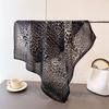 Style Leopard Print Herringbone Cotton Linen Small Square Scarf Silk Imitation Velvet Headscarf Shawl Sunscreen Women