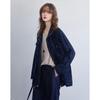Demana Linen Blend Stand Collar Drawstring Waist Jacket