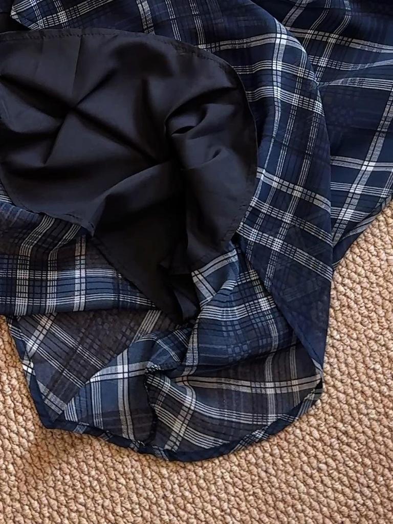 Women's Retro Blue Plaid Fishtail Skirt - Artistic Slimming Summer Style