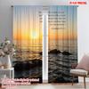 2pcs 2D Flat Printing Window Treatment Curtains Hope Future Ocean Sunset Polyester Without Electricity Birthday Party Perfect
