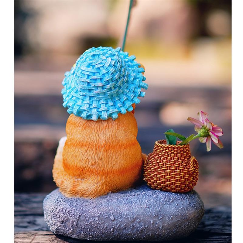 Original cute kitten fishing garden flowing water decoration ornaments courtyard rockery landscaping resin craft decoration