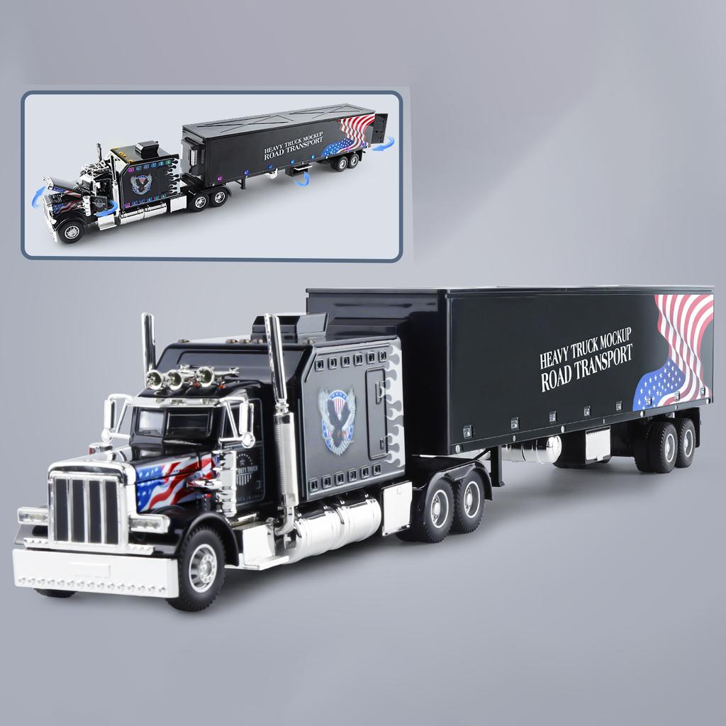 1:24 Scale Peterbilt 389 Tractor Trailer Play Toy Truck Vehicle for Kids, Lonestar Design, With Functions, Pre Built Semi, Reali
