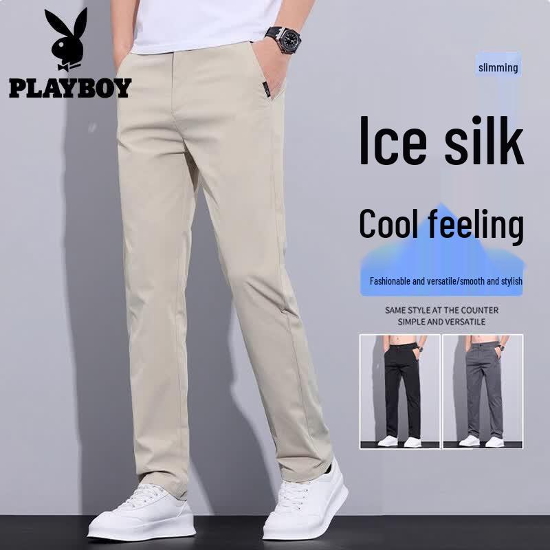 PLAYBOY Men s Ice Silk Casual Business Trousers 28