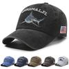 Berretto da baseball in cotone lavato vintage da uomo e donna con ricamo di squalo, cappello da papà, stile Florida, toppa con bandiera americana, cappello da pesca per esterni